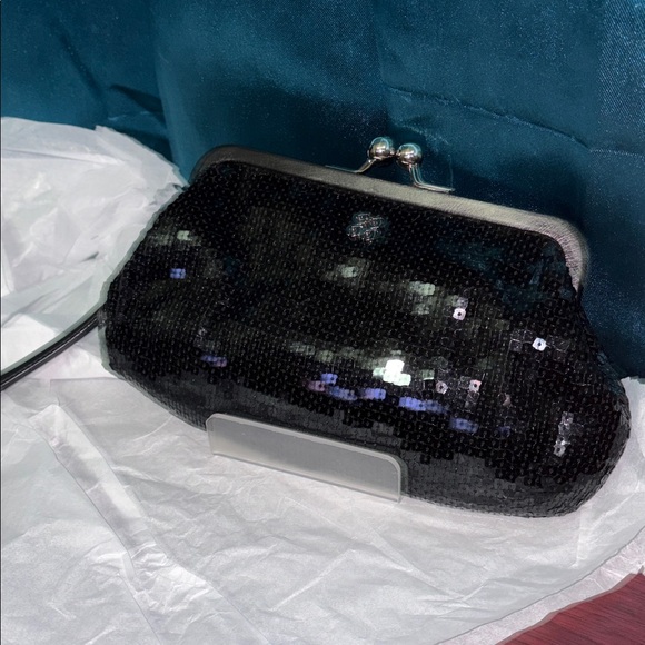 Coach Julia Black Sequin Kiss-Lock Clutch EUC - Picture 9 of 9